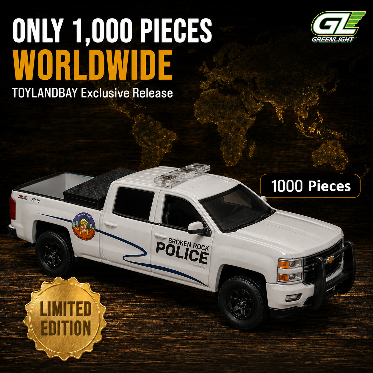 GreenLight 1:64 2014 Chevrolet Silverado Broken Rock Police Toylandbay Exclusive