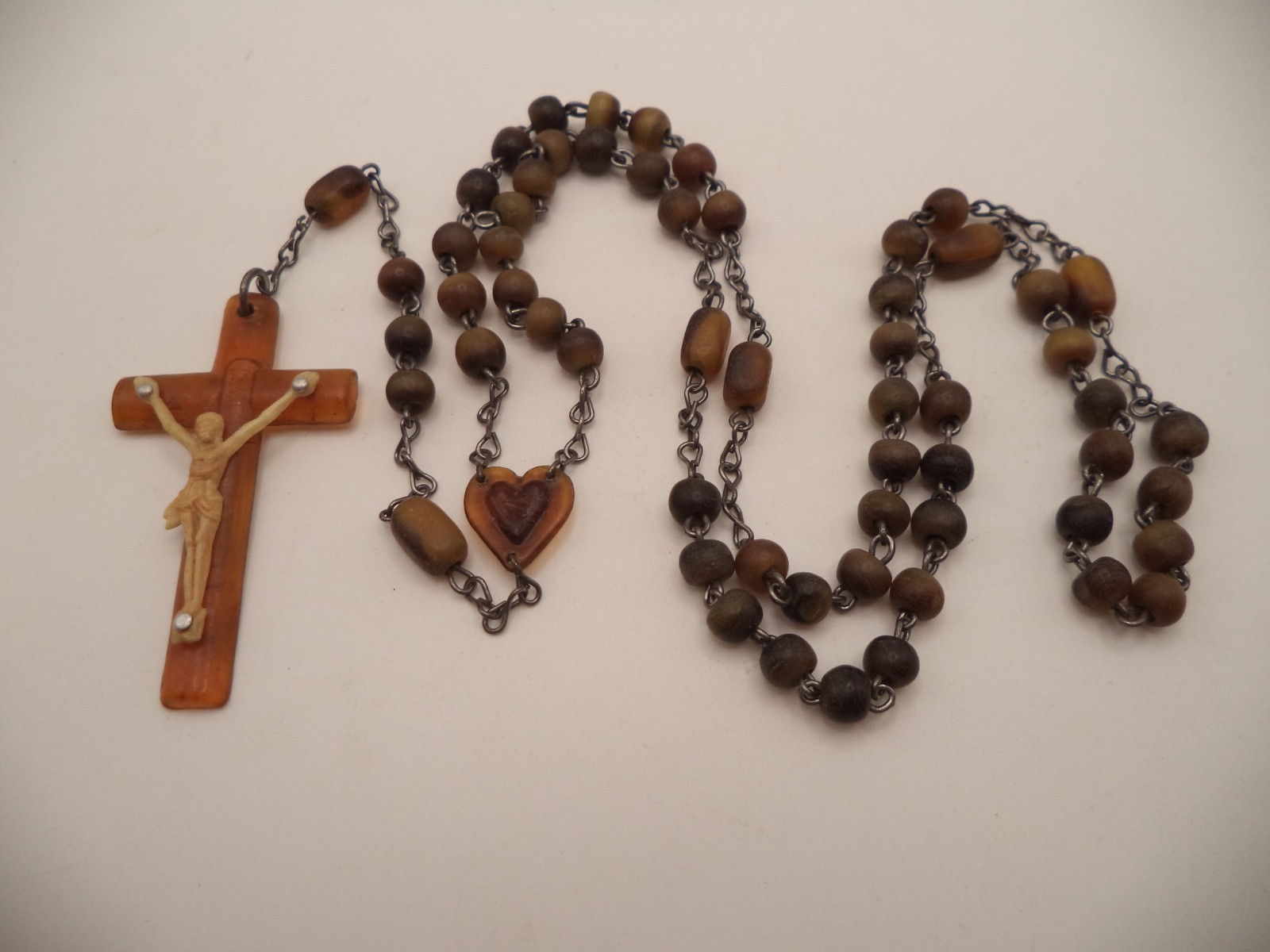 Beautiful Vintage Authentic Irish Carved Horn 5-Decade Rosary - Made in EIRE