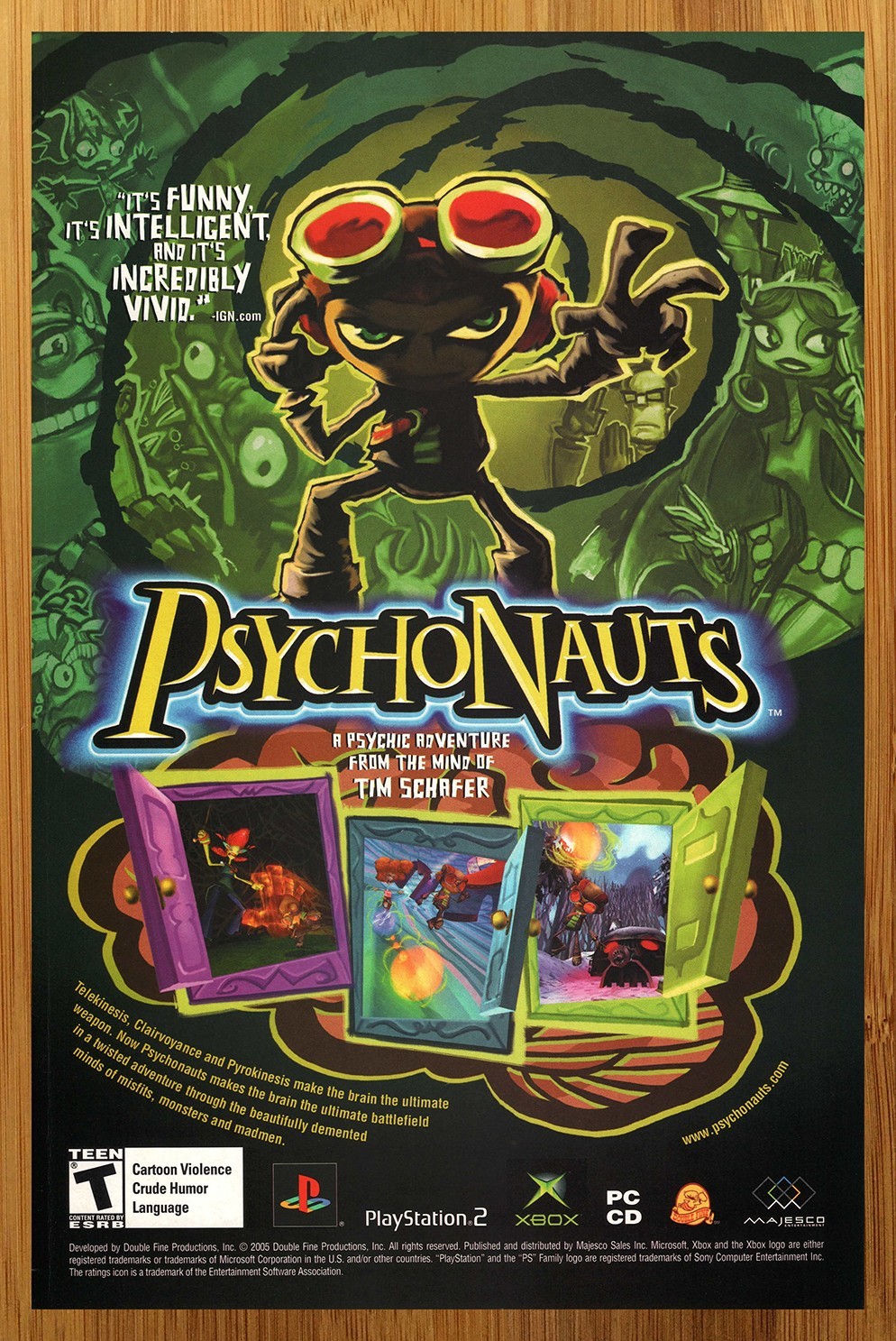 2005 Psychonauts Playstation 2 PS2 Xbox Print Ad/Poster Authentic Game Promo Art