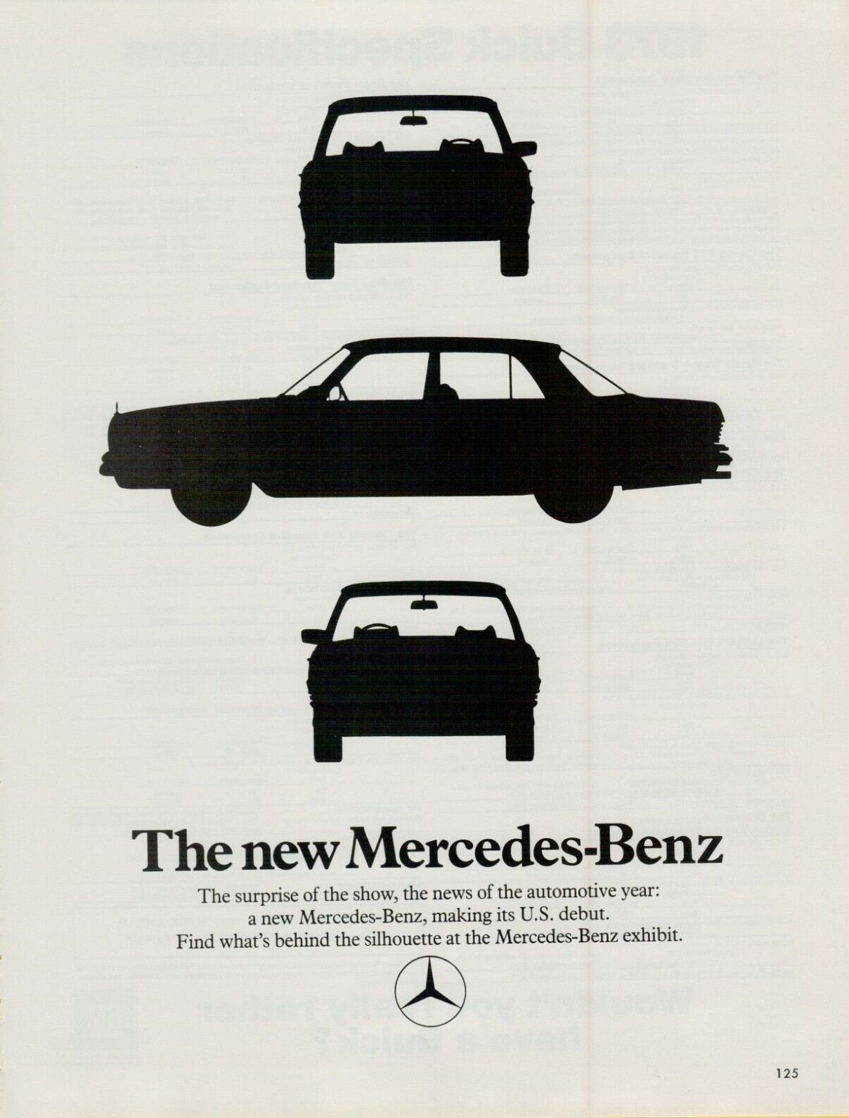 1973 Mercedes-Benz U.S. Debut Silhouette New Sedan Surprise Vintage Print Ad