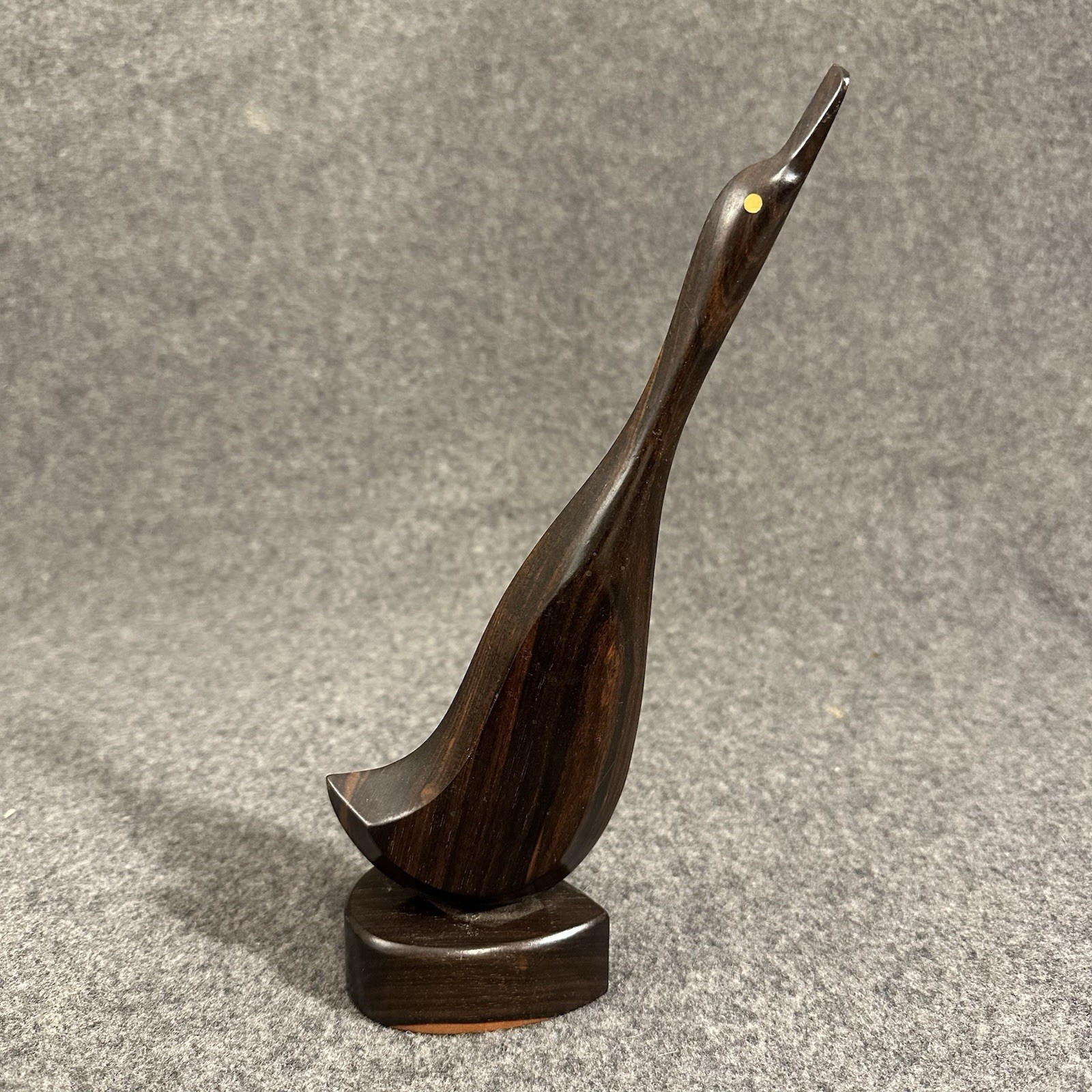 Vintage Hand Carved Wooden Crane Heron Wild Bird Decor Mid Century 11” USA