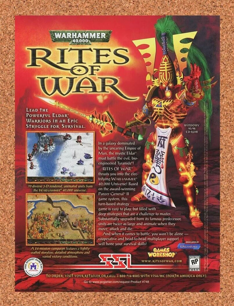 Warhammer 40000 Rites Of War PC Original 2000 Ad - SSI Video Game Promo