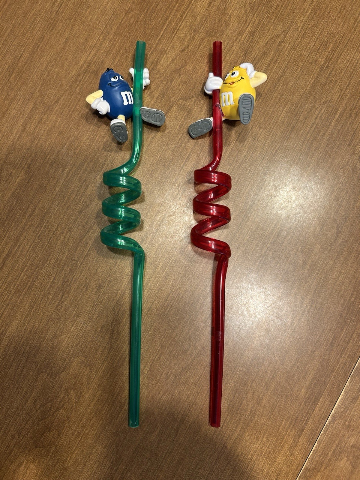 M&M\'s Collectible Crazy Drinking Straws With 2 Inch Blue & Yellow Characters New