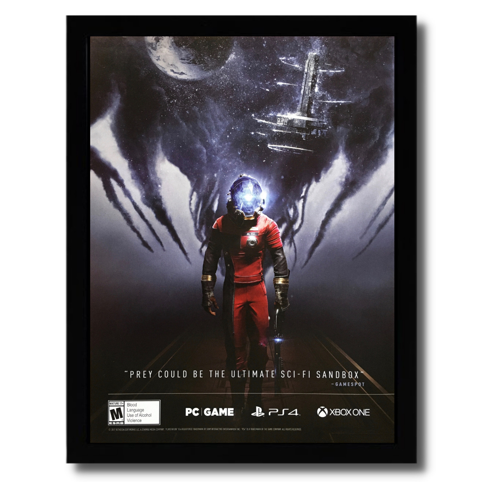 2017 PREY Framed Print Ad/Poster PS4 Xbox One PC Sci-Fi Aliens Horror Game Art