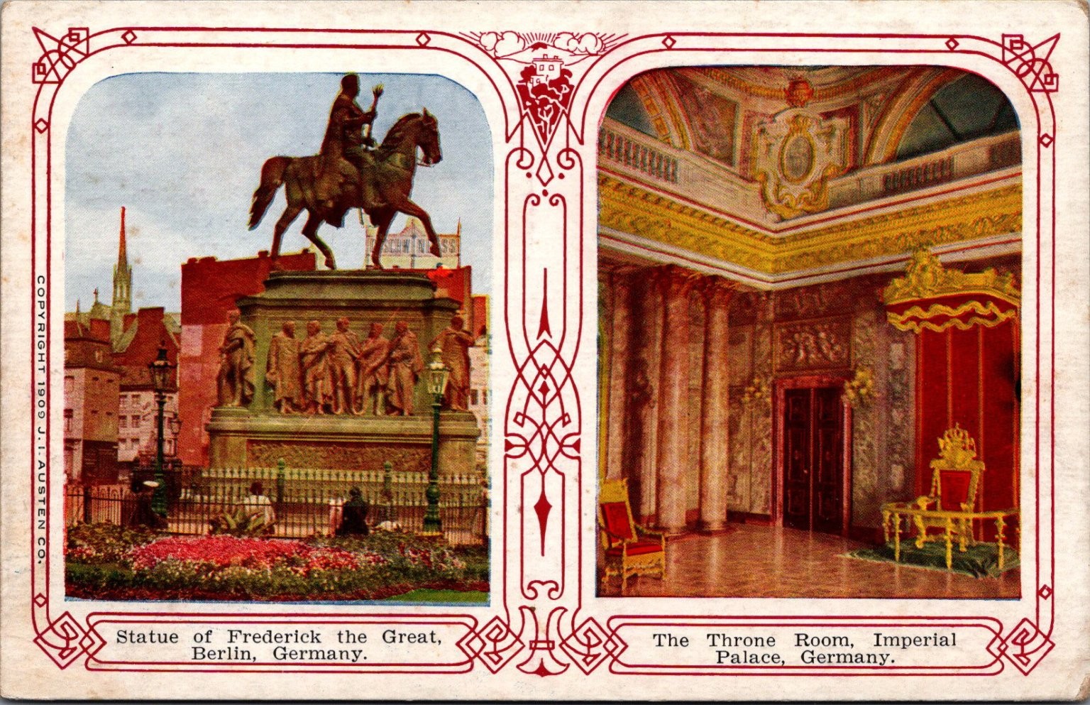 1905 Berlin Germany Frederick The Great Statue Imperial Palace Throne Room