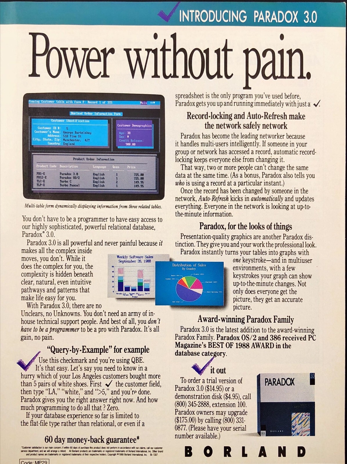Borland Magazine Ad Paradox 3.0 PC Magazine 1989