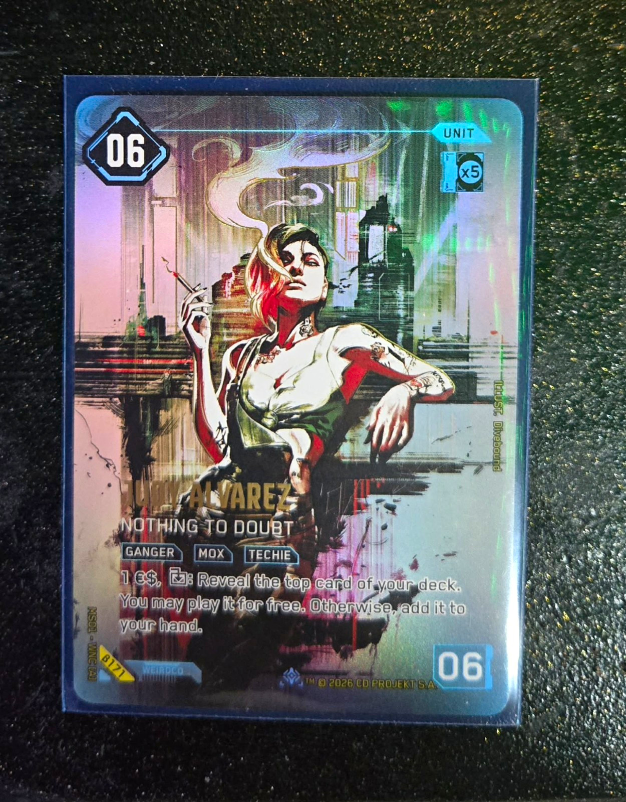 CD PROJEKT Cyberpunk CCG Alvarez Nothing to Doubt Unit Holo Weirdoc Cost 06