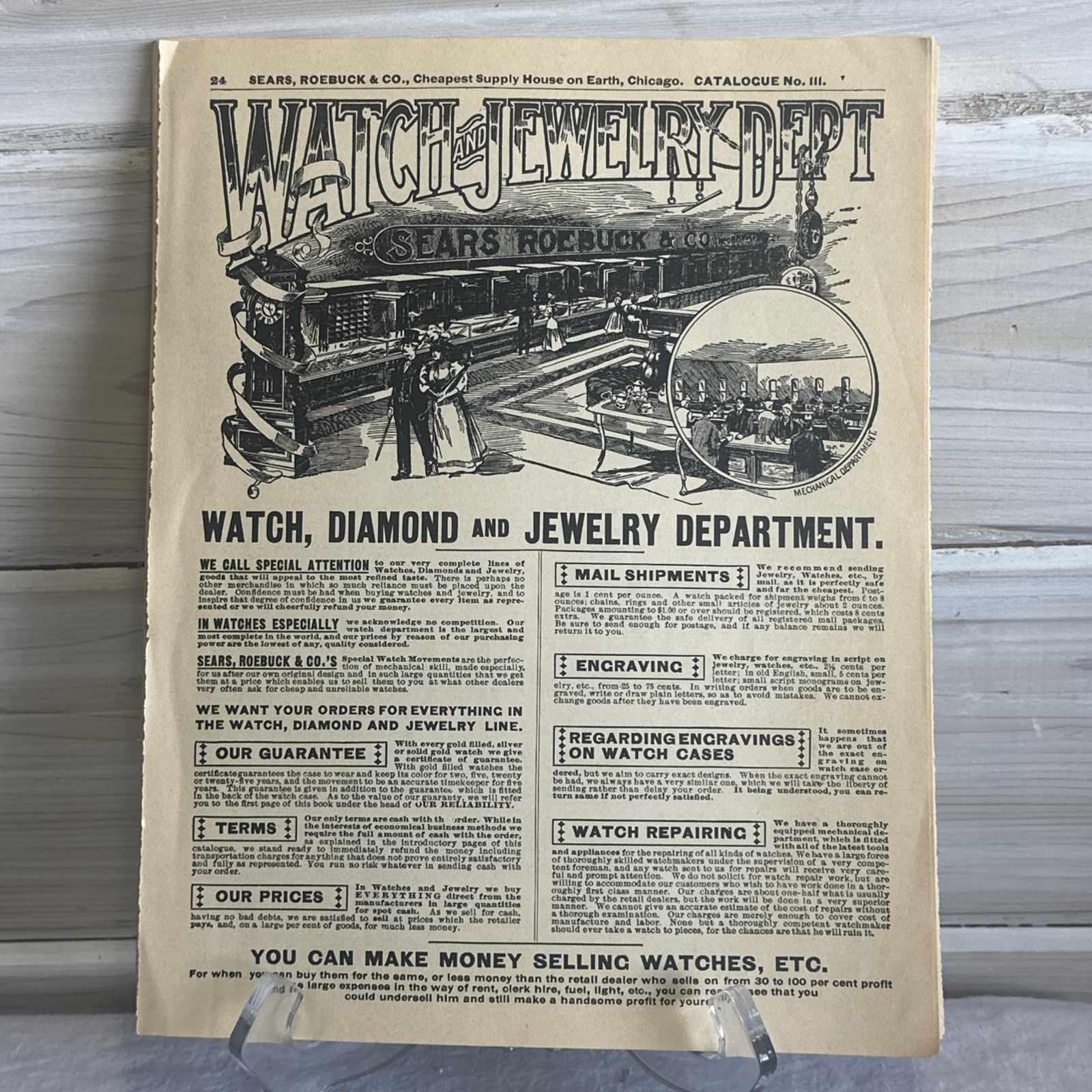 Vintage Sears And Roebuck Catalog Watch And Jewelry Pages Junk Journal Ephemera