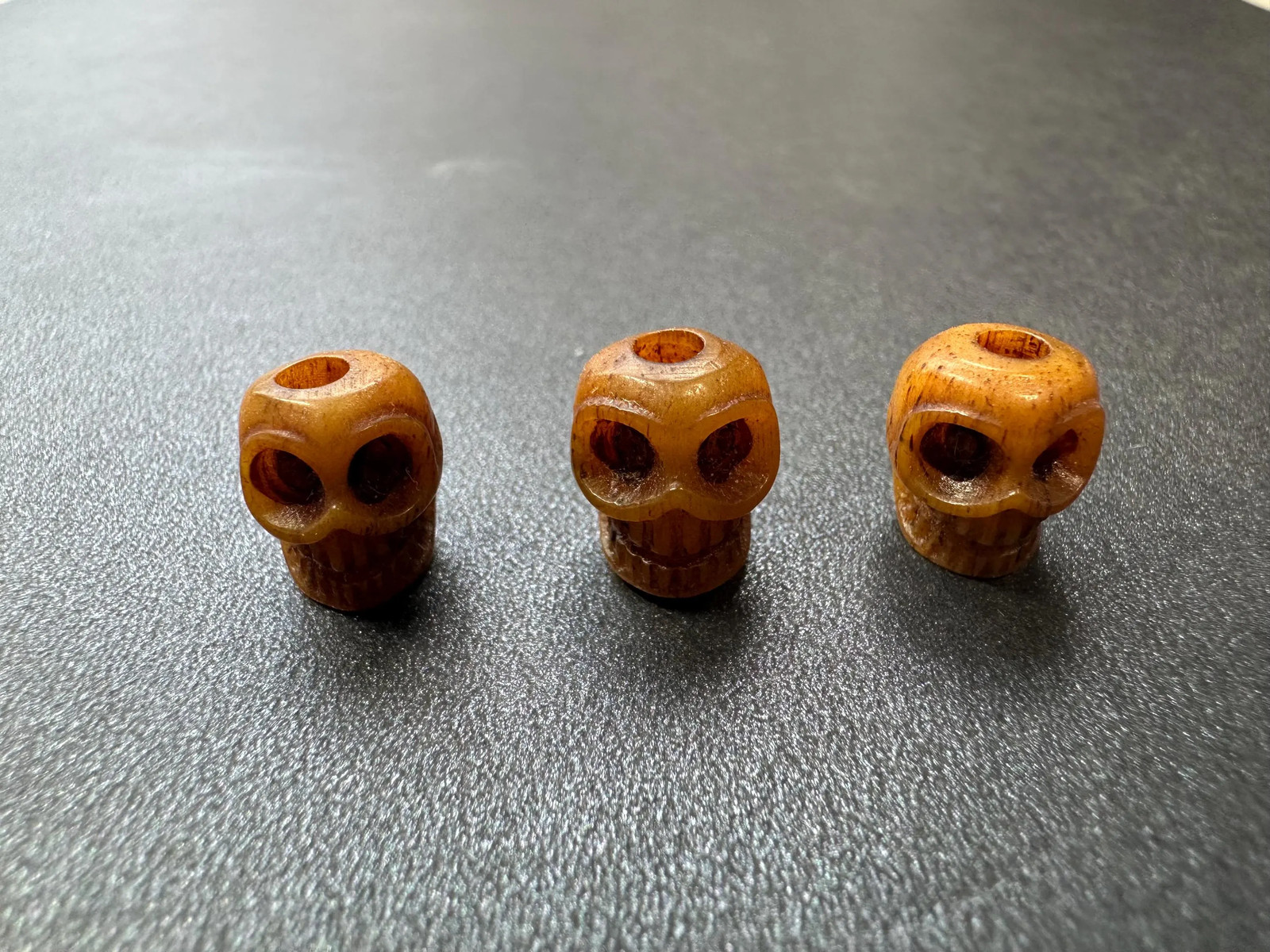 Hand-Carved Yak Bone Cemetery Skull Beads Set of 3 Tibetan Impermanence Beads f