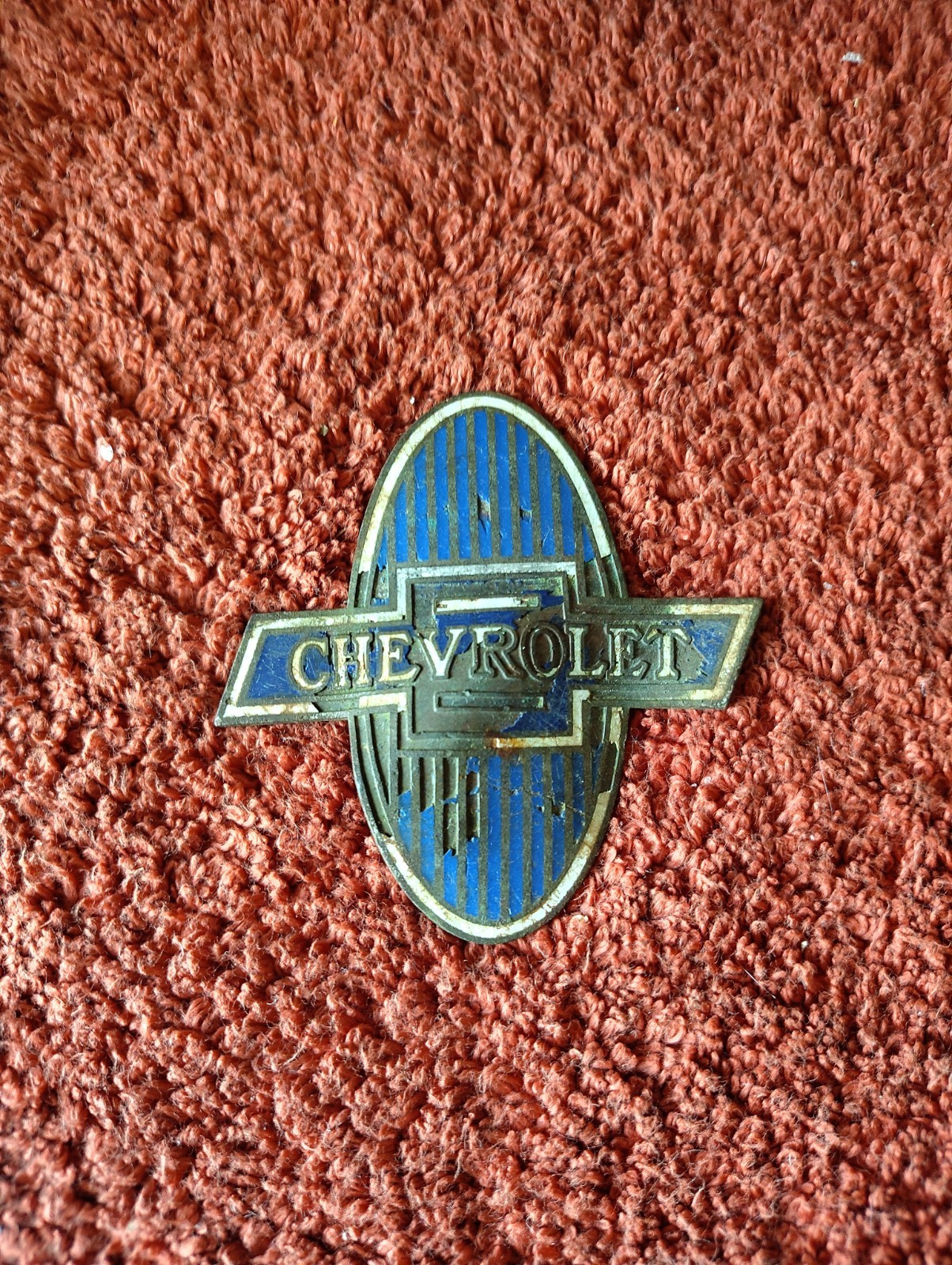 Vintage 1929-32 Chevrolet Radiator Badge Emblem Enamel Metal Rare Chevy GM