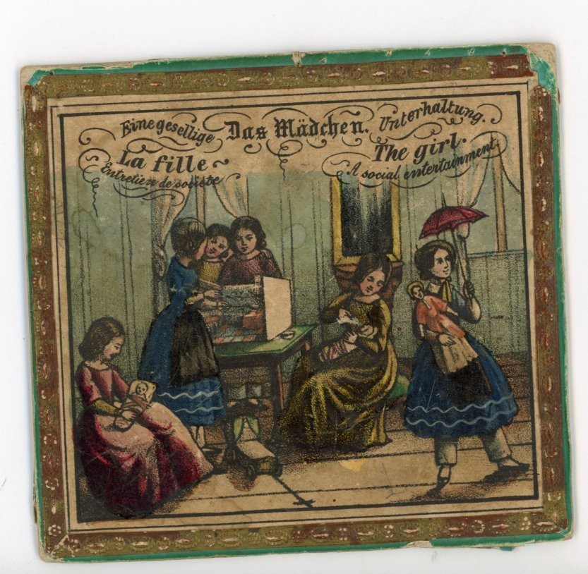 Antique 1800s “Das Mädchen / La Fille / The Girl” Paper Game Cover Hand-Colored