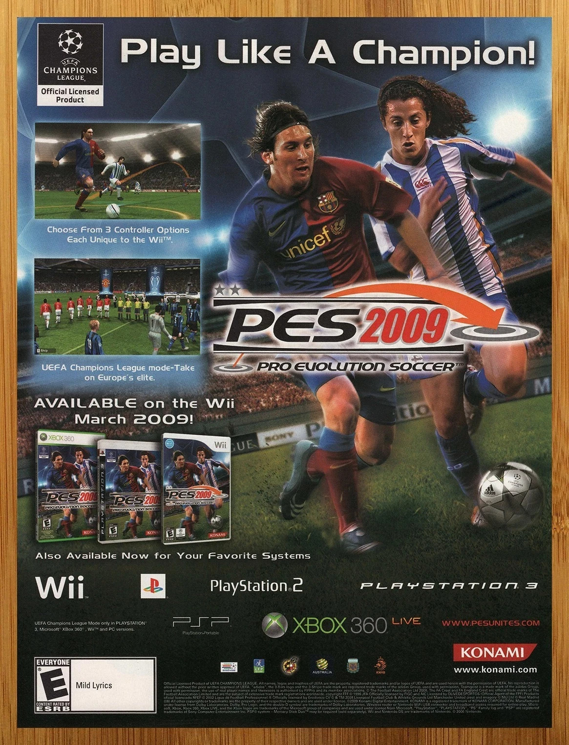 2009 PES Pro Evolution Soccer 2009 PS3 Xbox 360 Wii POSTER | FRAME & SIZE OPTION