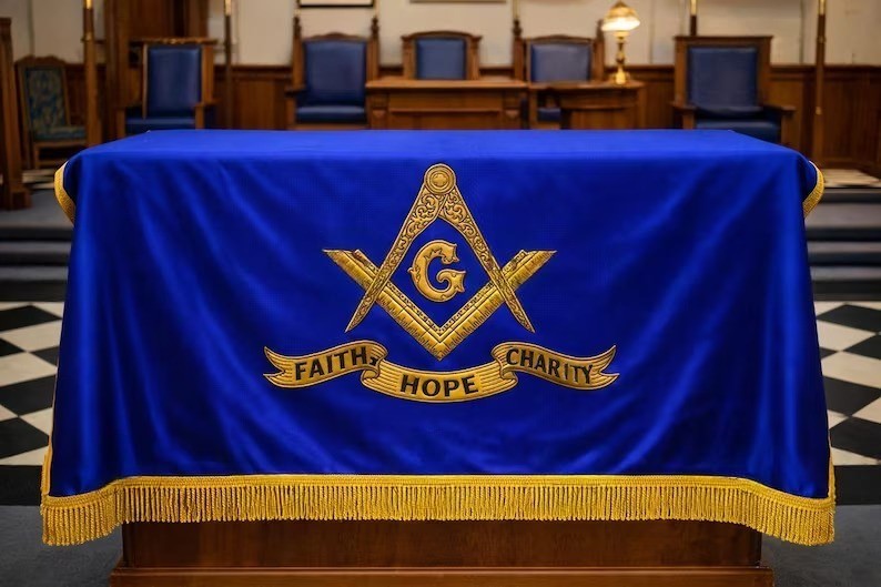 Custom Masonic Table Cover Lodge Altar Cloth – Embroidered made in silk