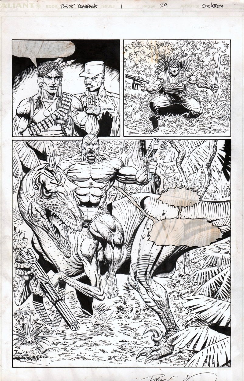 TUROK Dinosaur Hunter Yearbook #1 pg 29 Valiant Comics Dave Cockrum Original Art