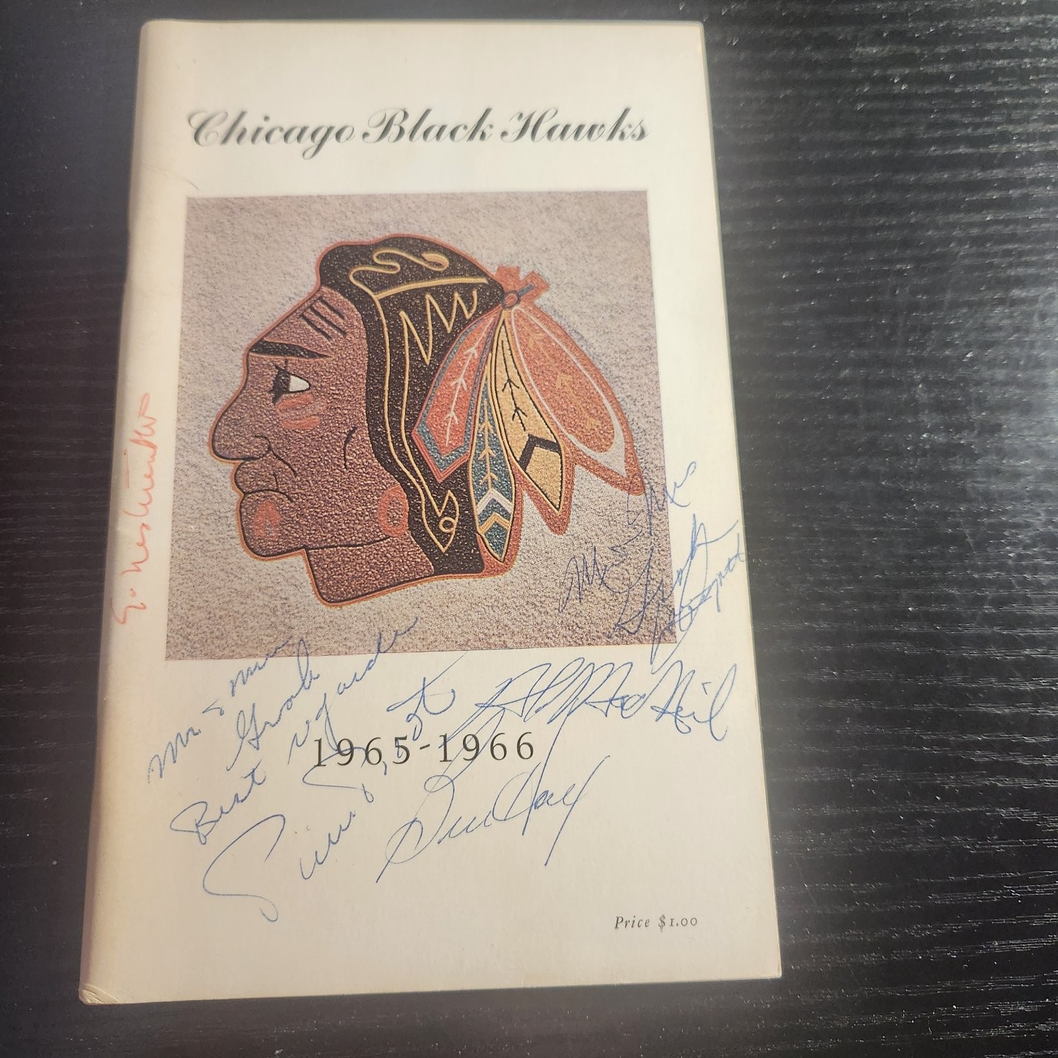 Chicago Black Hawks 1965-1966 NHL Hockey Program Autographed Multi Signatures