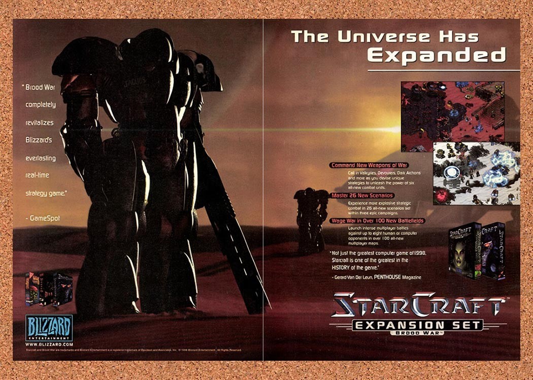 1999 StarCraft Brood War PC Original Advertisement / Retro Promo v2