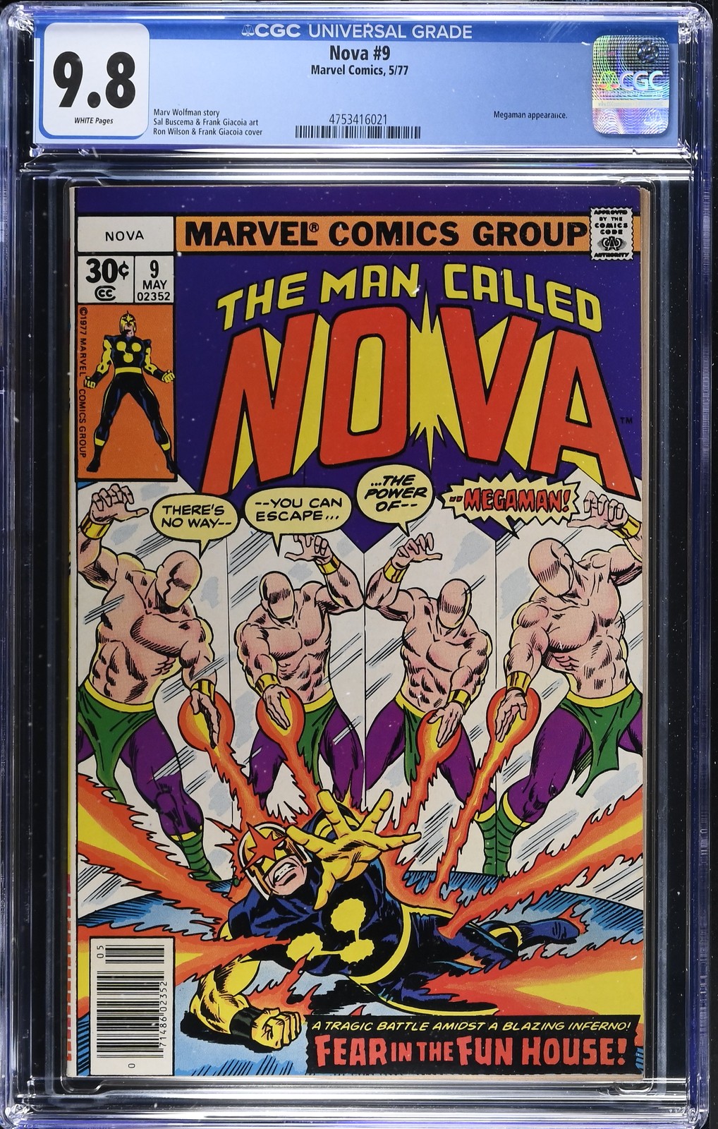Nova #9 - Marvel Comics 1977 CGC 9.8 Megaman appearance.