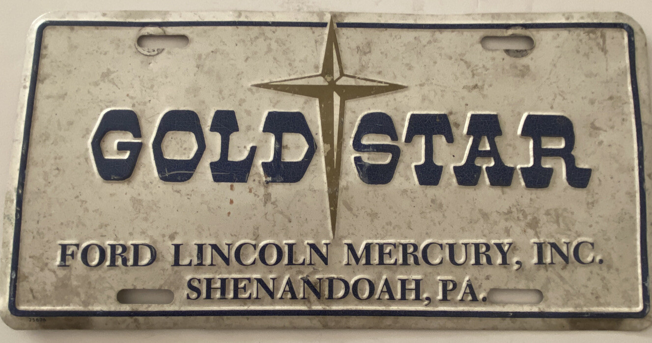 Vintage Goldstar Ford Lincoln mercury car tag license plate  Shenandoah PA
