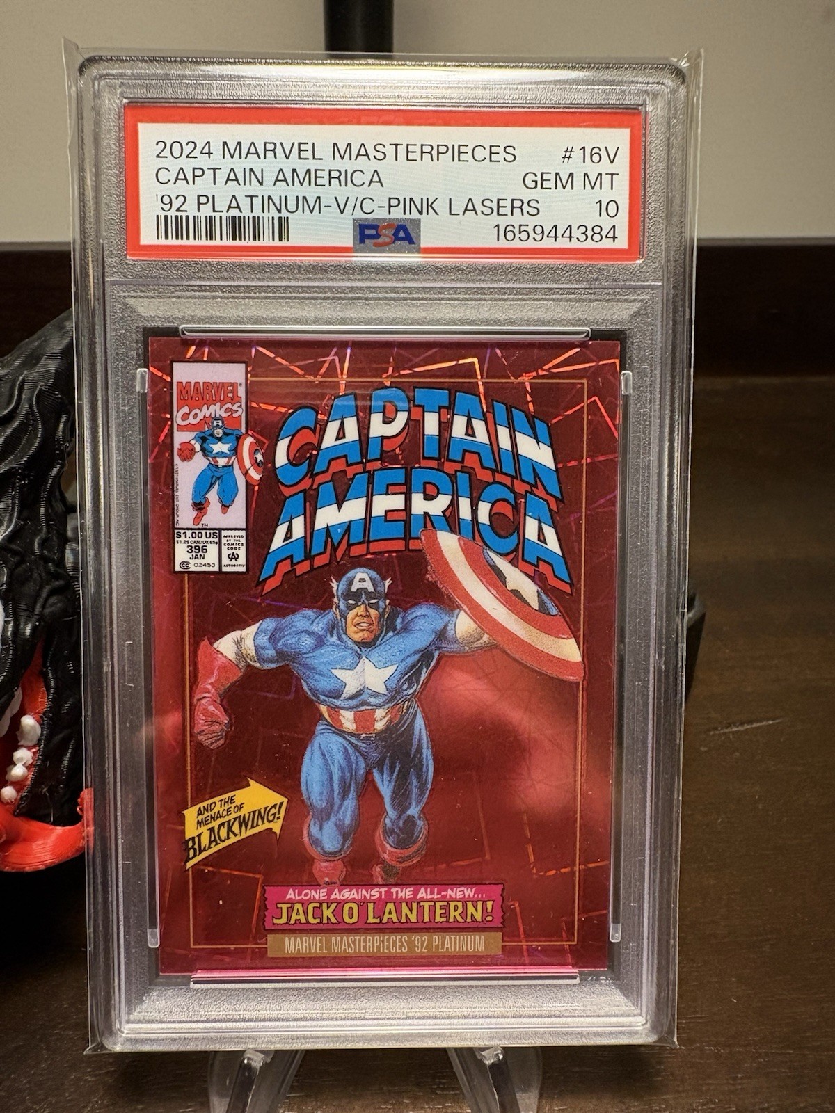 2024 UD MARVEL MASTERPIECES '92 PLATINUM #16V CAPTAIN AMERICA PINK LASERS PSA 10