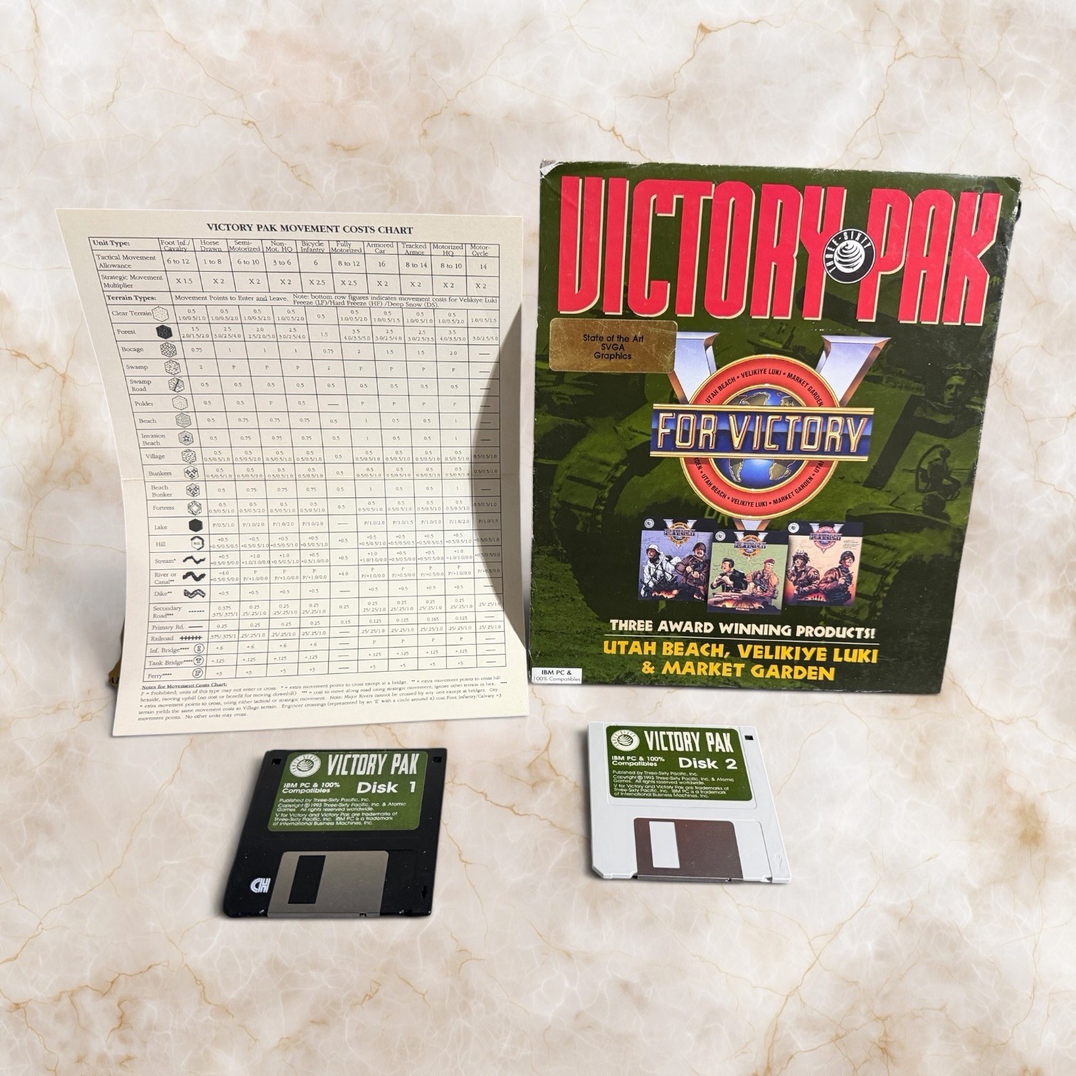 Victory Pak V For Victory IBM PC 3.5” Floppy Game Bundle Complete Big Box 1993