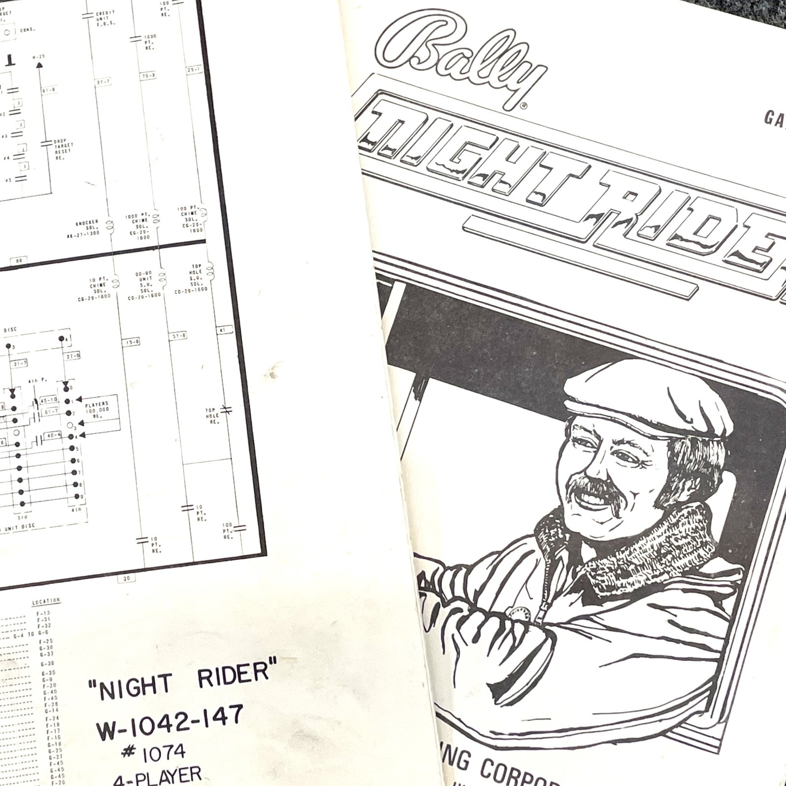Bally Night Rider EM Version Pinball Machine Game Manual Schematics ORIGINAL