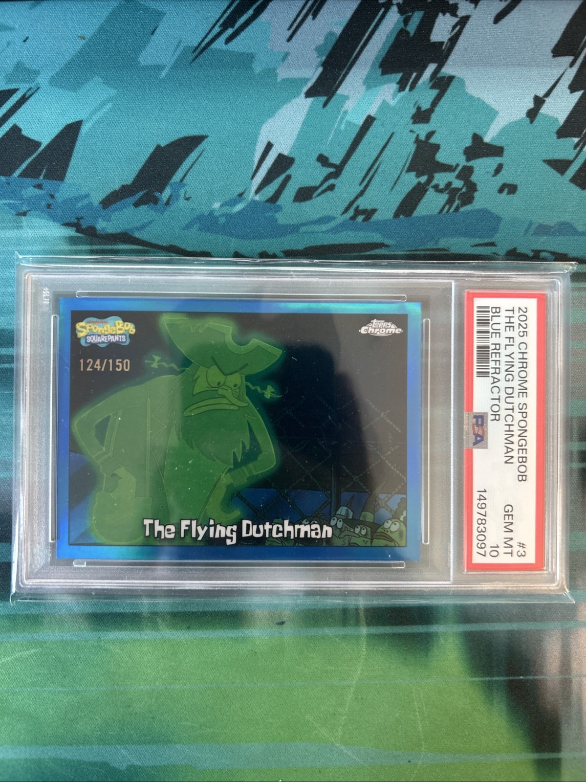 2025 Topps Chrome SpongeBob The Flying Dutchman Blue Refractor /150 PSA 10 POP 2