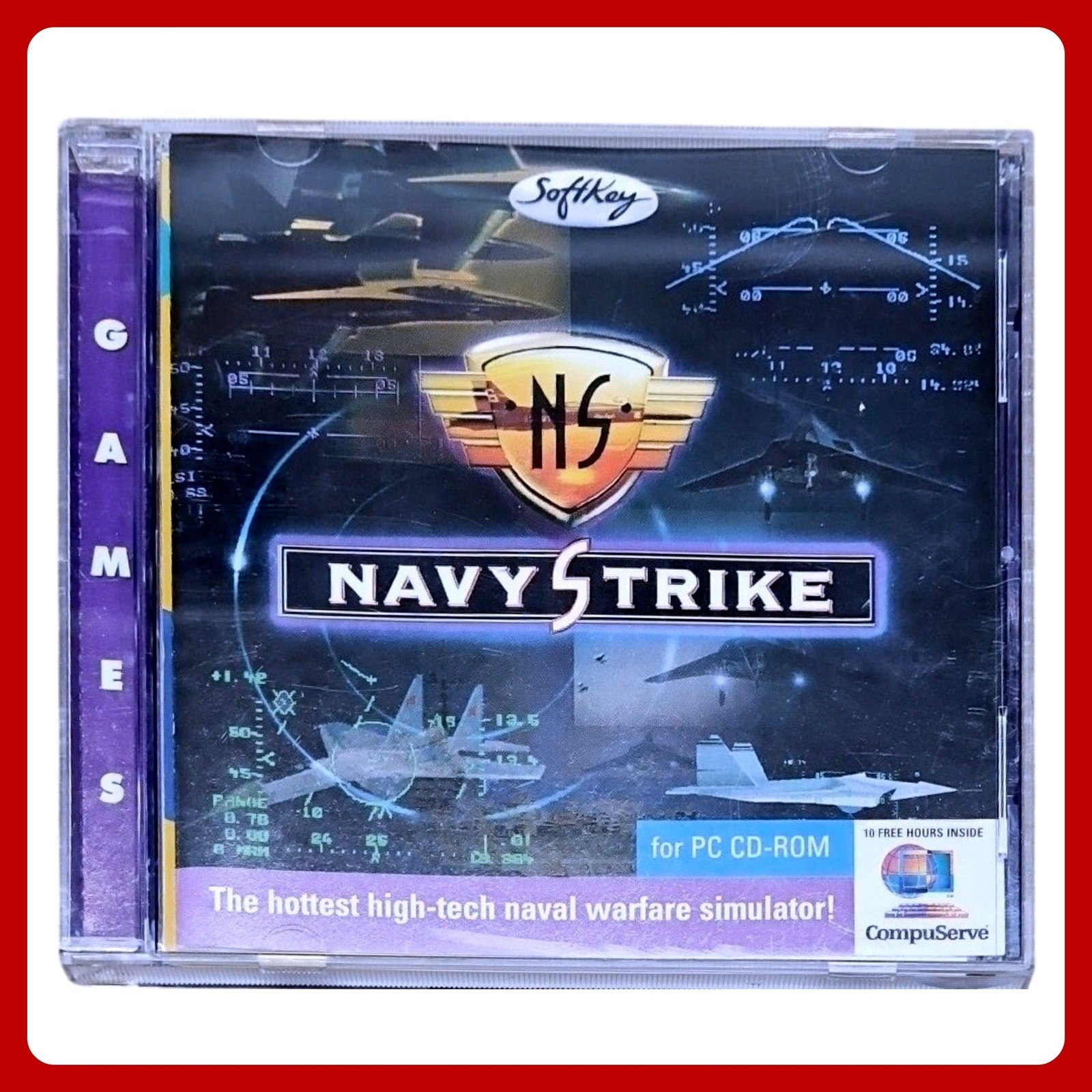 Navy Strike PC Game CD-ROM 1996 SoftKey DOS Naval Warfare Simulator Jet Combat