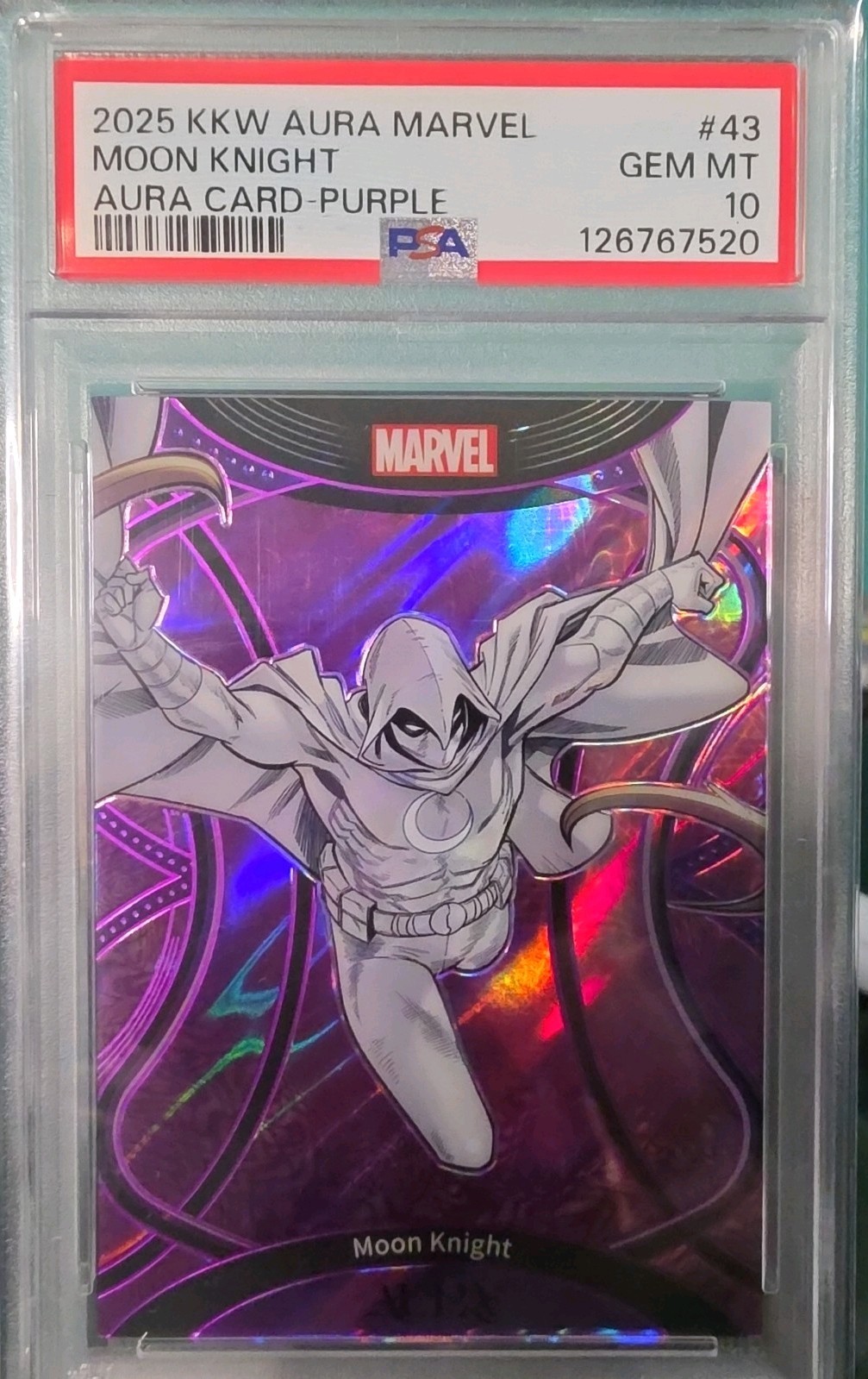 Kakaow 2025 Aura Marvel Moon Knight Aura Card 🔥Purple🔥 #43 PSA 10 🔥23/45🔥