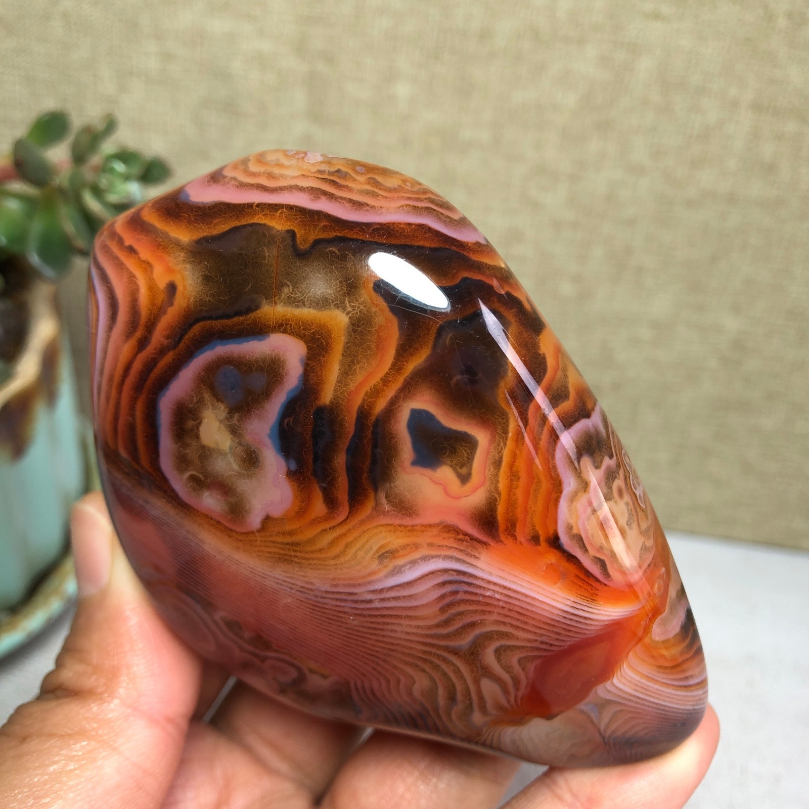 88mm Crazy Lace SILK Banded Agate Polished Crystal Specimen Tumbled 251g A6182