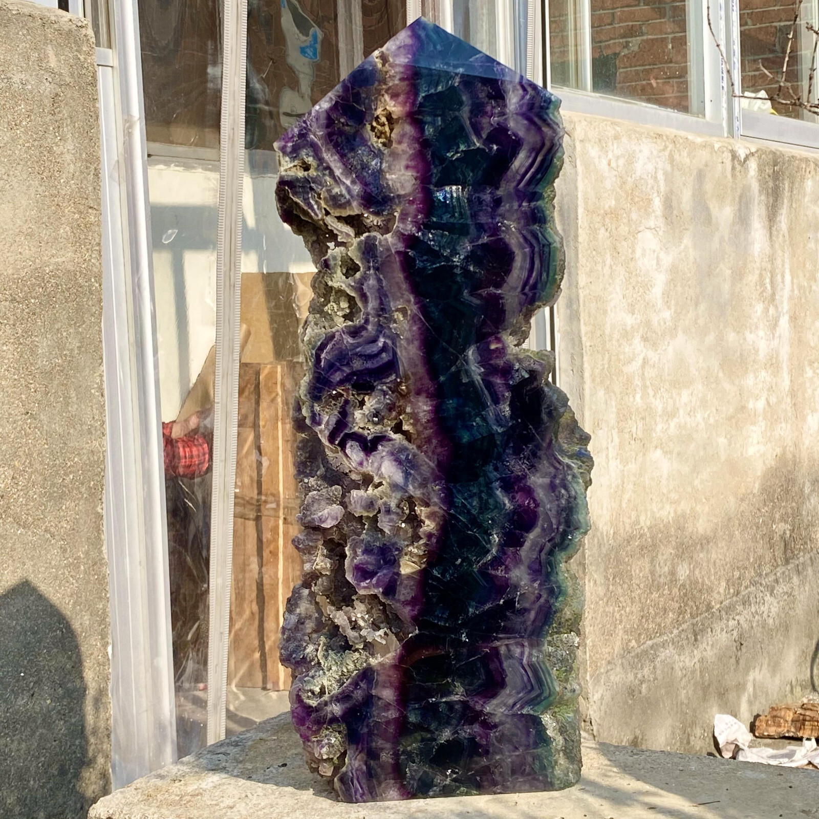29LB Large Natural color fluorite section quartz crystal sheet mineral specime