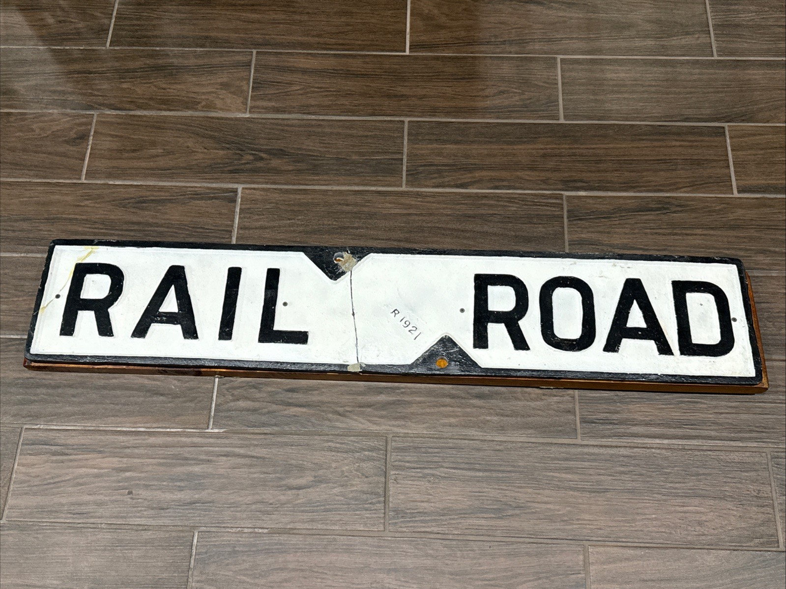 Vintage Cast Iron Rail Road Sign R1921 