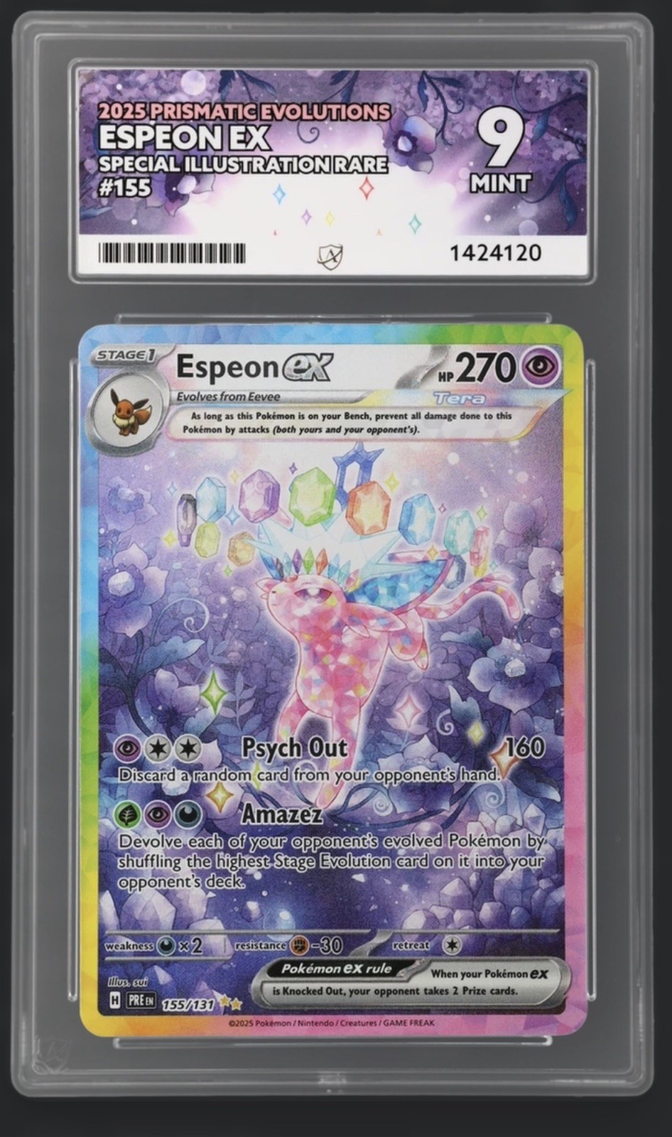 5952 Espeon ex 2025 Pokemon Prismatic Evolutions #155/131 SIR ACE9