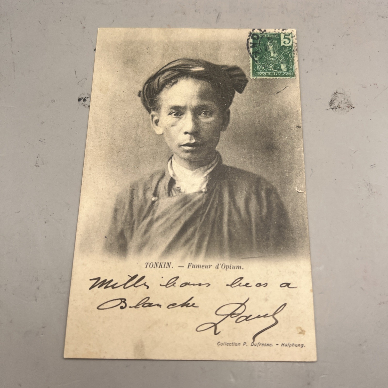 French Indochina Saigon Opium Smokers Post Card