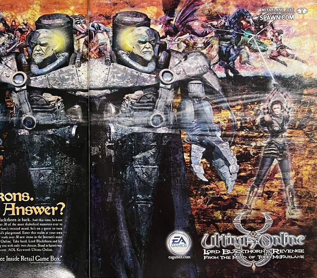 Vintage 2002 Ultima Online (UO) Original 2-Pg Print Ad 46x28cm Game Promo SCI