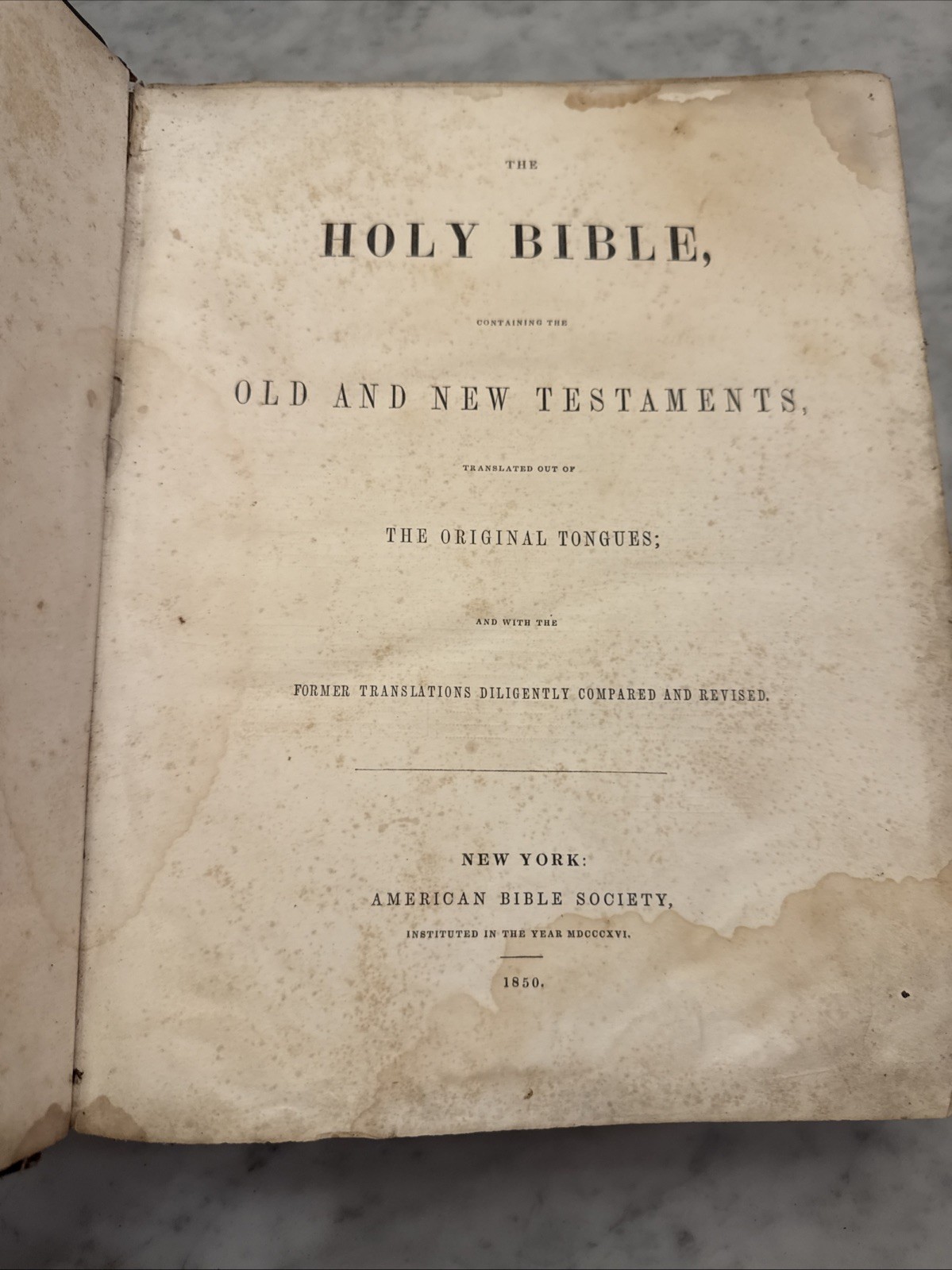1850- Large Antique Bible - Old & New Testament - American Bible Society