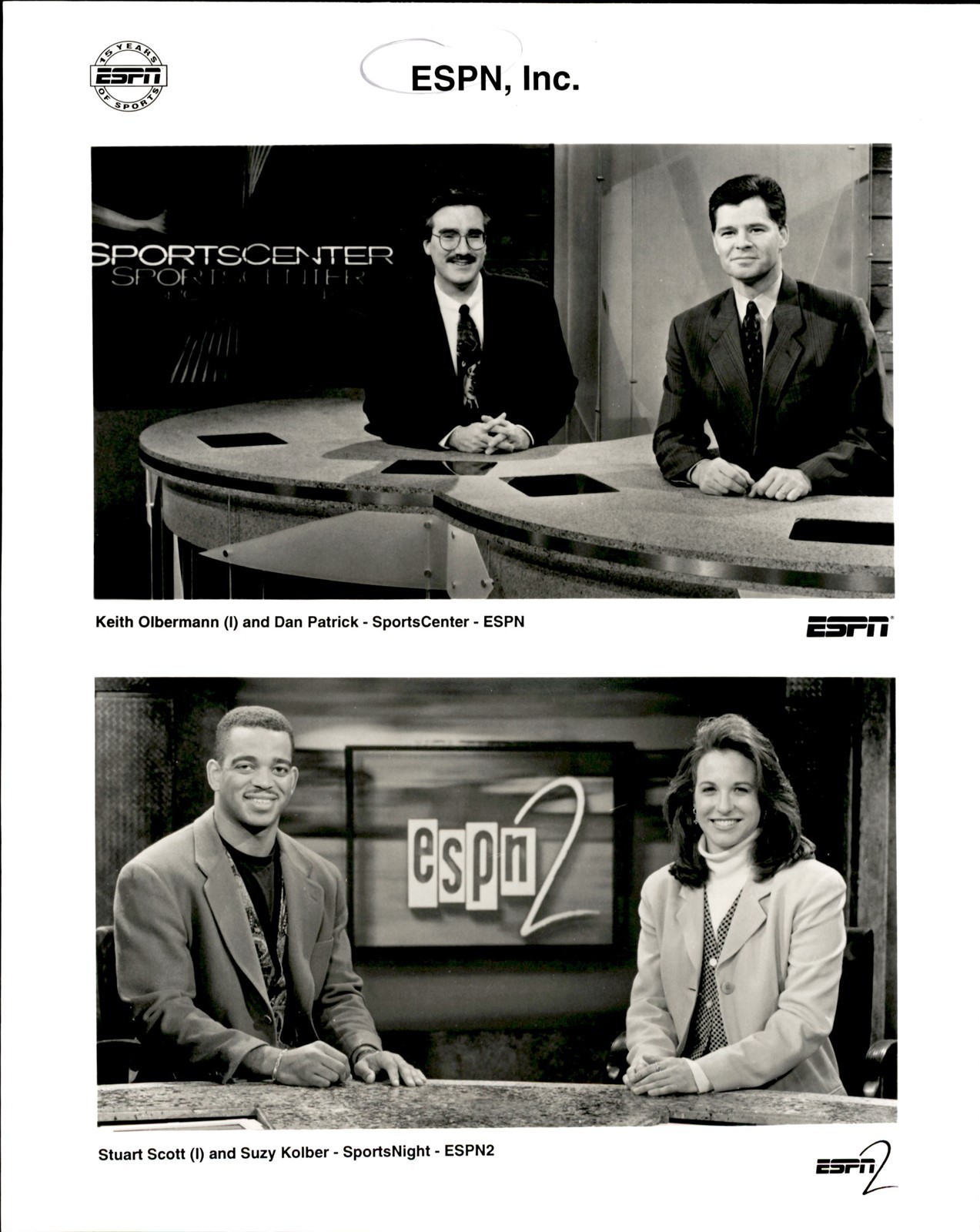 GA302 1995 Orig Photo ESPN & ESPN2 HOSTS KEITH OLBERMAN DAN PATRICK SUZY KOLBER