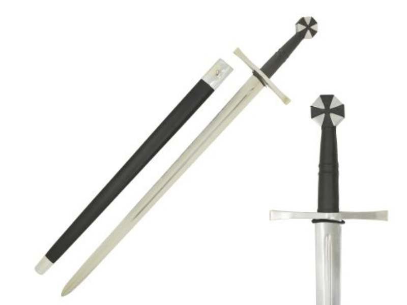 Medieval Warrior Tempered Steel Teutonic Crusader Sword w/Cross Guard & Pommel