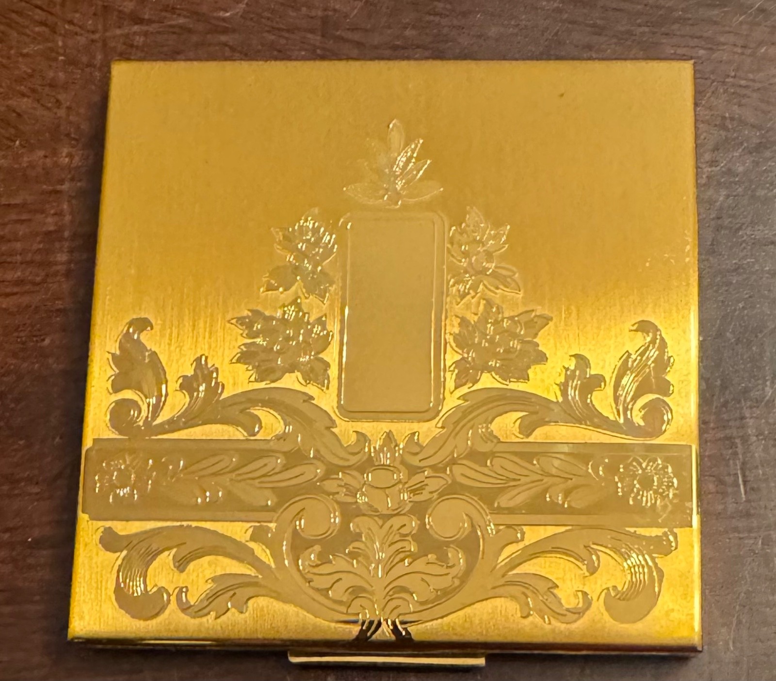 Vtg Elgin American Compact Gold Tone Makeup Case w/original box & bag