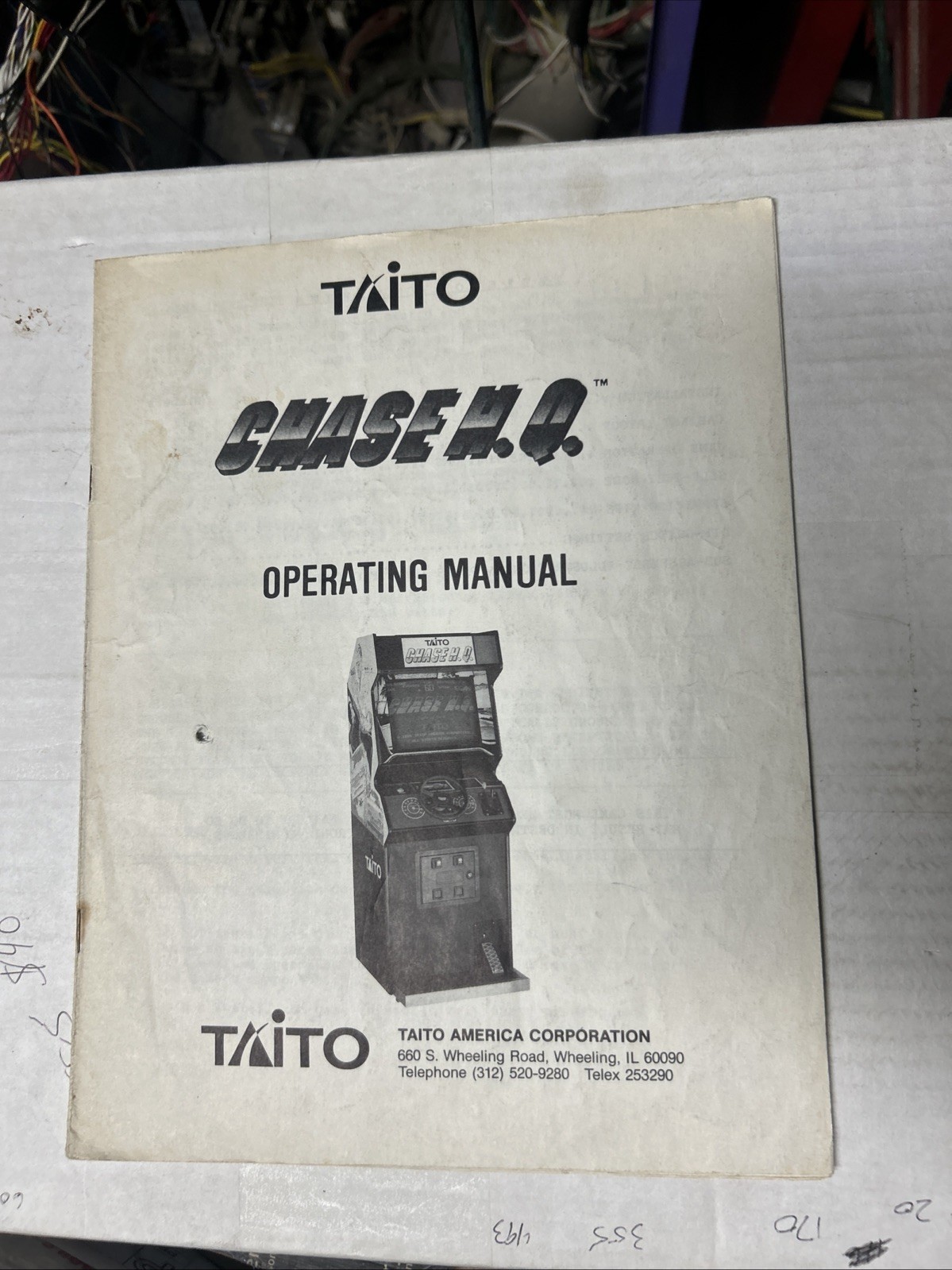 original Chase HQ H.Q Taito Arcade Video Game manual