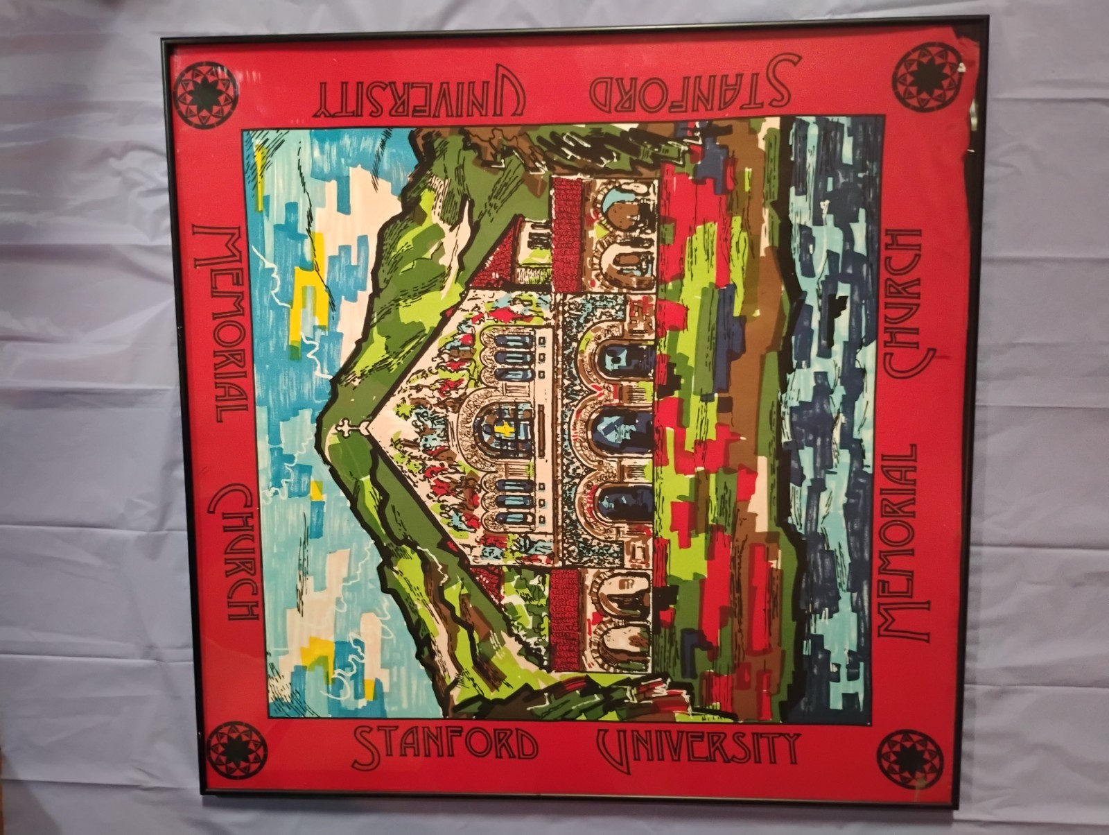 Stanford University Memorial Church Hanging Framed Picture Good Condition Rare