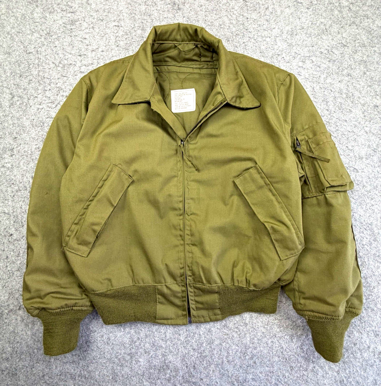 Vintage 1986 Alpha Industries Aramid CVC Tanker Jacket Olive Size Medium Short