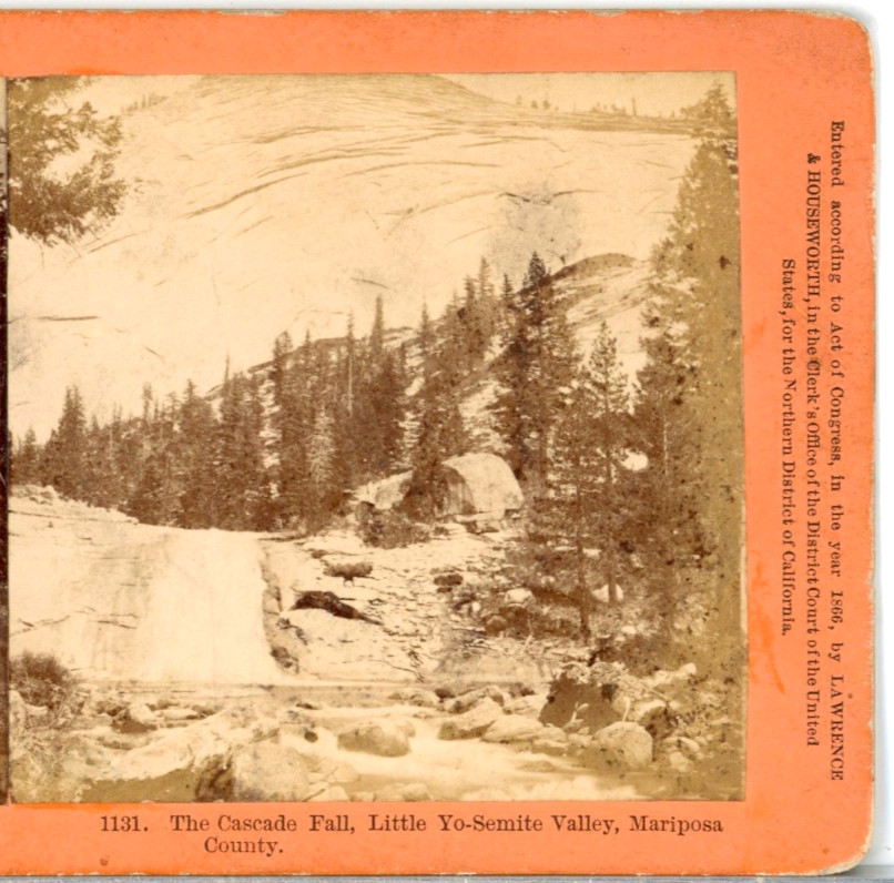 Cascade Fall, Little Yosemite , Mariposa Cnty c1866--Houseworth Stereoview S68
