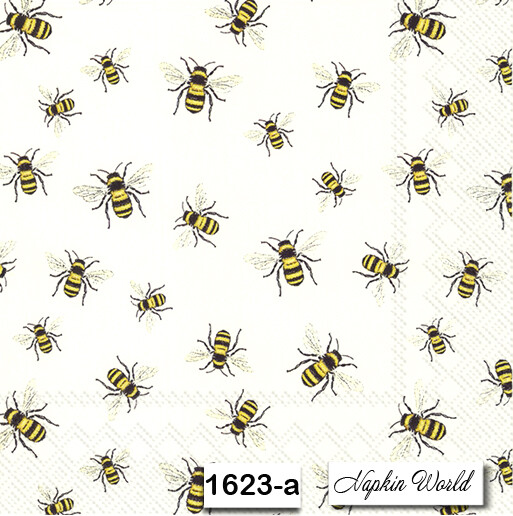 (1623) TWO Individual Paper Luncheon Decoupage Napkins - BEES HONEY BEE SWARM