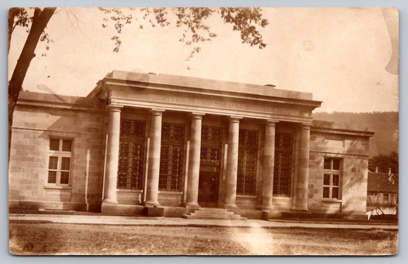 RPPC Bedford Pennsylvania U.S. Post Office Sepia Real Photo Noko c1907-20s