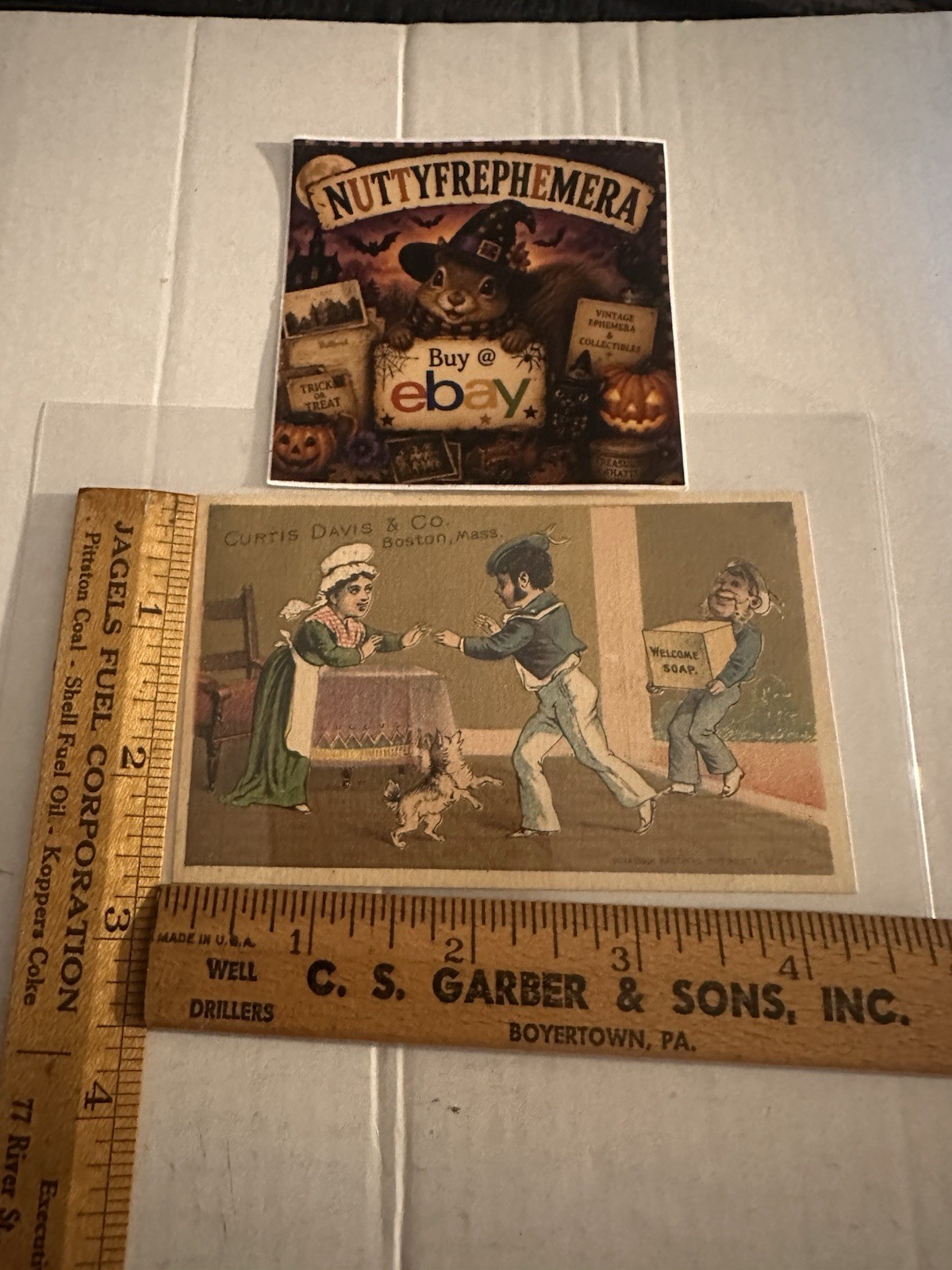1870\'s-80\'s Curtis Davis & Co Soap Five Points NY Cupid Lovely Woman Man Dog