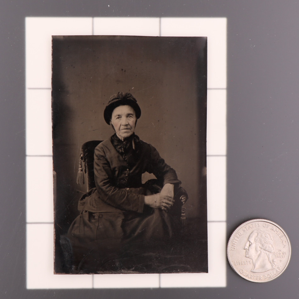 Antique CDV 6th Plate Tintype Photograph Appealing Victorian Elderly Lady #1225