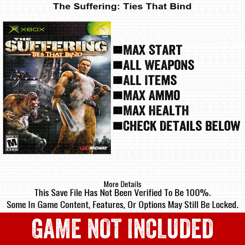 The Suffering Ties That Bind 100% Unlocked All Items Xbox USB Save