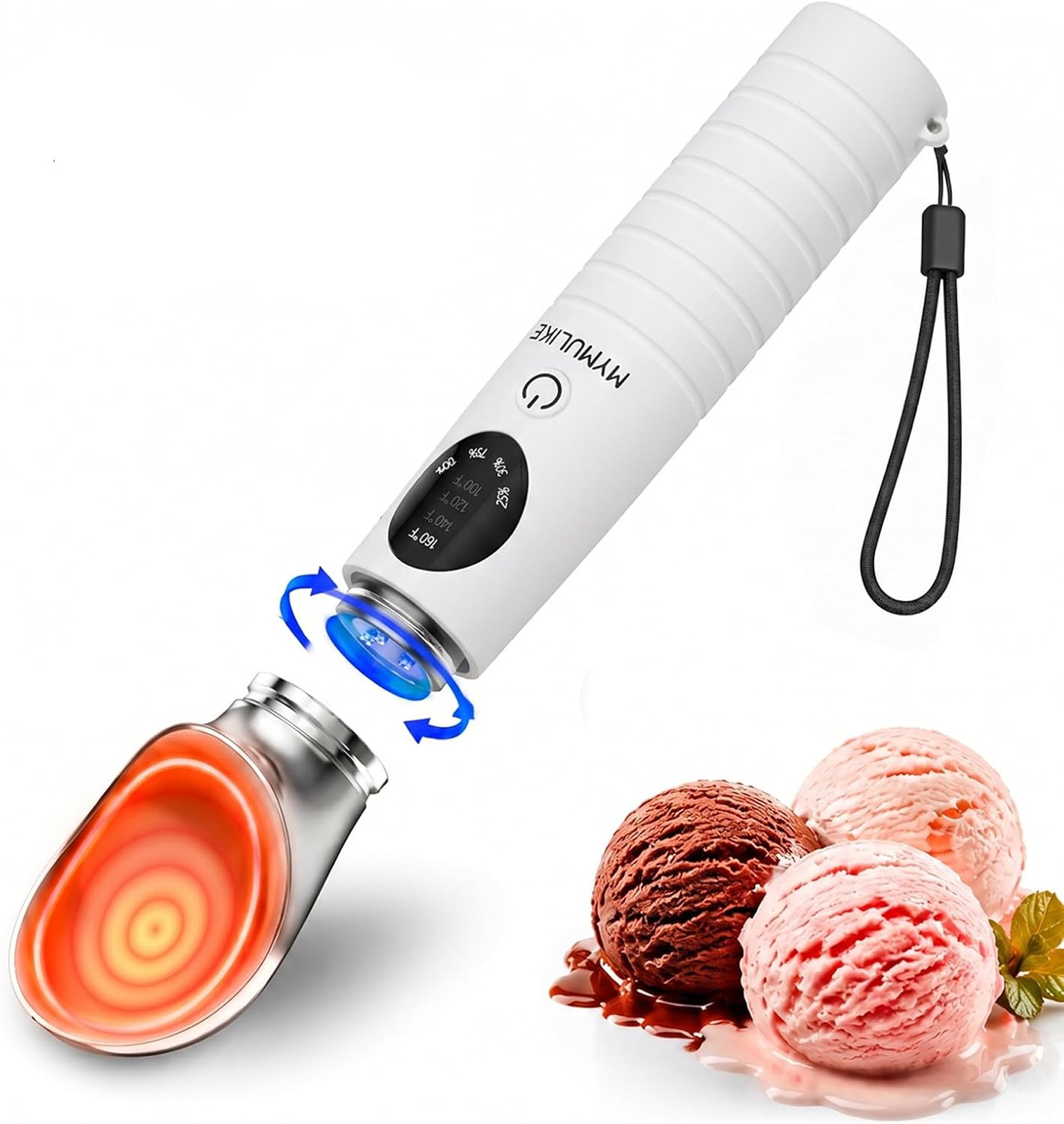 Heated Ice Cream Scoop Rechargeable, Detachable Electric Ice Cream Scooper