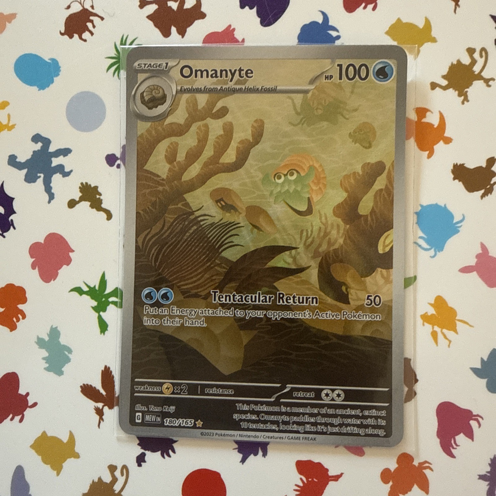 Omanyte 180/165 Illustration Rare Holo Near Mint Condition Pokemon 151