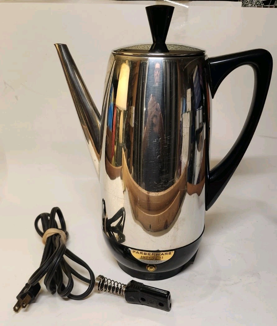 Vintage Farberware Superfast Automatic Electric Coffee Percolator Stainless Stee